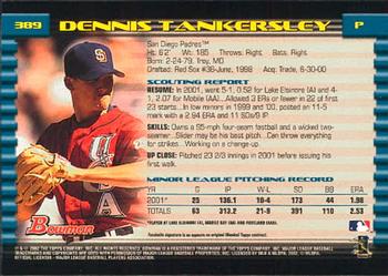 2002 Bowman #389 Dennis Tankersley Back