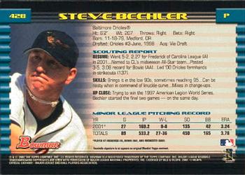 2002 Bowman #428 Steve Bechler Back