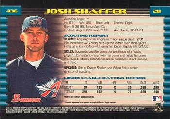 2002 Bowman #436 Josh Shaffer Back