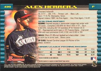 2002 Bowman #439 Alex Herrera Back