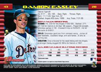 2002 Bowman #43 Damion Easley Back