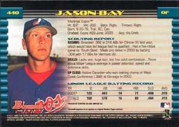 2002 Bowman #440 Jason Bay Back