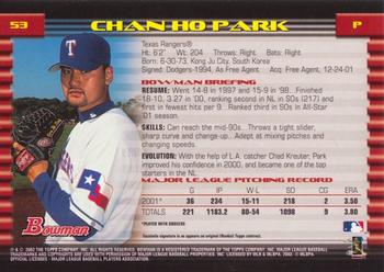 2002 Bowman #53 Chan Ho Park Back