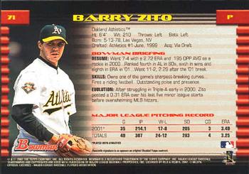 2002 Bowman #71 Barry Zito Back