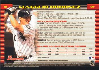 2002 Bowman #91 Magglio Ordonez Back