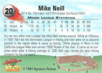 1994 Signature Rookies - Non Serial Numbered Signatures #20 Mike Neill Back