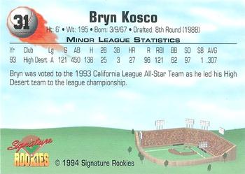 1994 Signature Rookies - Non Serial Numbered Signatures #31 Bryn Kosco Back
