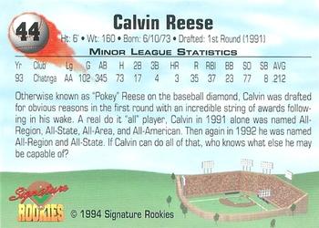 1994 Signature Rookies - Non Serial Numbered Signatures #44 Calvin Reese Back