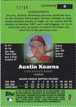 2003 Topps Pristine - Gold Refractors #6 Austin Kearns Back