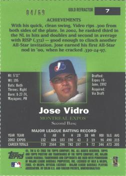2003 Topps Pristine - Gold Refractors #7 Jose Vidro Back