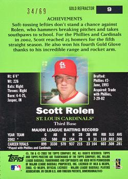 Baseball Card 2003 Topps # 698 Scott Rolen AW St Louis Cardinals