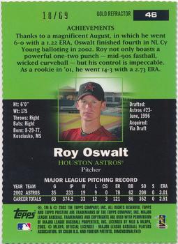 2003 Topps Pristine - Gold Refractors #46 Roy Oswalt Back
