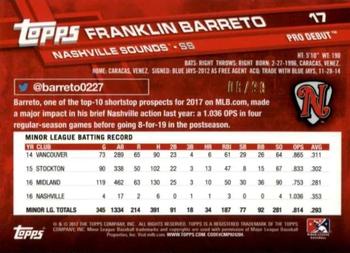 2017 Topps Pro Debut - Green #17 Franklin Barreto Back