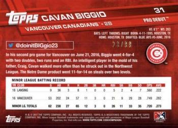 2017 Topps Pro Debut - Green #31 Cavan Biggio Back