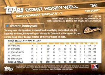 2017 Topps Pro Debut - Green #32 Brent Honeywell Back