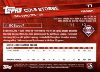 2017 Topps Pro Debut - Green #77 Cole Stobbe Back