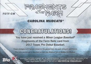 2017 Topps Pro Debut - Fragments of the Farm Relics #FOTF-CM Mascot Tail of Muddy the Mudcat Back