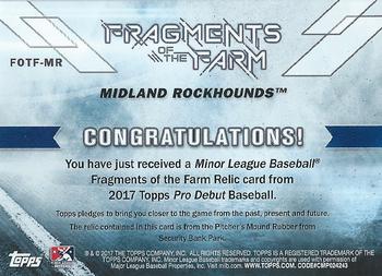 2017 Topps Pro Debut - Fragments of the Farm Relics #FOTF-MR Pitcher's Mound Rubber from Security Bank Park Back