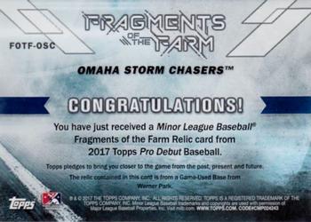 2017 Topps Pro Debut - Fragments of the Farm Relics #FOTF-OSC Game-Used Base from Werner Park Back