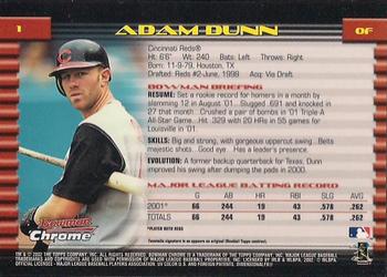 2002 Bowman Chrome #1 Adam Dunn Back