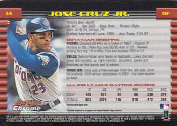 2002 Bowman Chrome #14 Jose Cruz Jr. Back