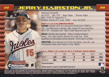 2002 Bowman Chrome #22 Jerry Hairston Jr. Back