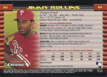 2002 Bowman Chrome #72 Jimmy Rollins Back