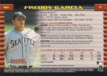 2002 Bowman Chrome #83 Freddy Garcia Back