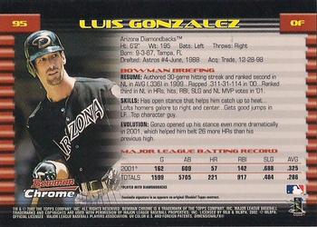 2002 Bowman Chrome #95 Luis Gonzalez Back