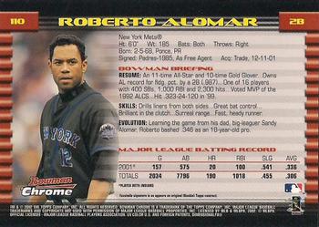 2002 Bowman Chrome #110 Roberto Alomar Back