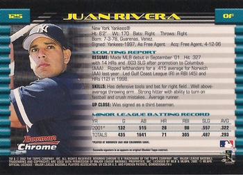2002 Bowman Chrome #125 Juan Rivera Back