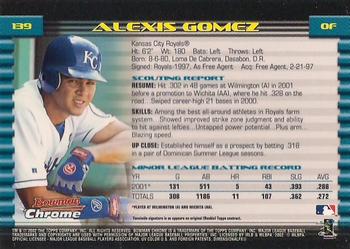 2002 Bowman Chrome #139 Alexis Gomez Back