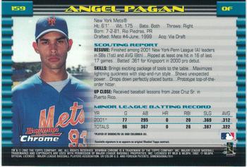 2002 Bowman Chrome #159 Angel Pagan Back