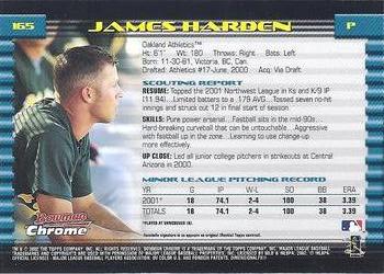 2002 Bowman Chrome #165 James Harden Back