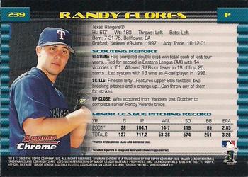 2002 Bowman Chrome #239 Randy Flores Back