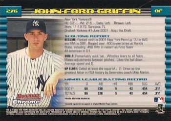 2002 Bowman Chrome #276 John-Ford Griffin Back