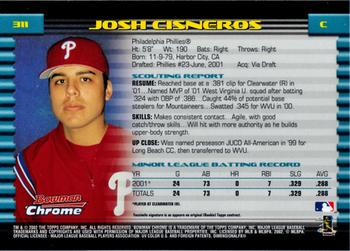 2002 Bowman Chrome #311 Josh Cisneros Back