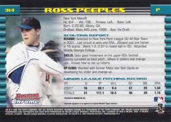 2002 Bowman Chrome #314 Ross Peeples Back