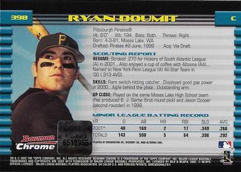 2002 Bowman Chrome #398 Ryan Doumit Back