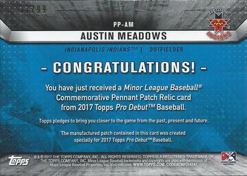 2017 Topps Pro Debut - Pennant Patches #PP-AM Austin Meadows Back