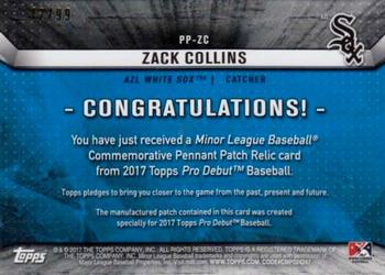 2017 Topps Pro Debut - Pennant Patches #PP-ZC Zack Collins Back