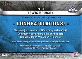 2017 Topps Pro Debut - Pennant Patches Gold #PP-LB Lewis Brinson Back