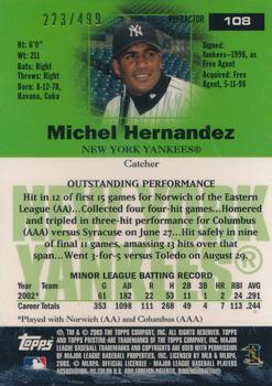2003 Topps Pristine - Refractors #108 Michel Hernandez Back