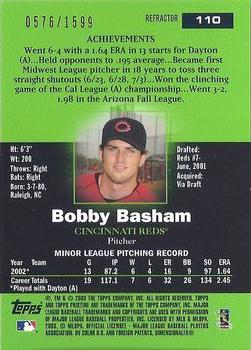 2003 Topps Pristine - Refractors #110 Bobby Basham Back