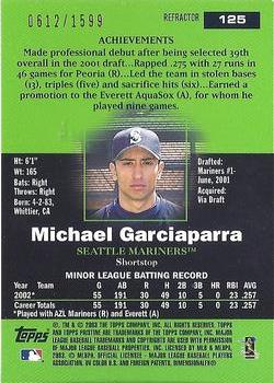 2003 Topps Pristine - Refractors #125 Michael Garciaparra Back