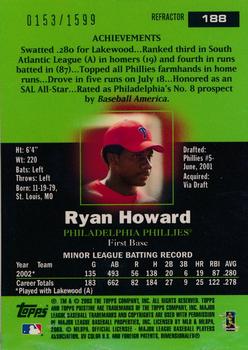 2003 Topps Pristine - Refractors #188 Ryan Howard Back