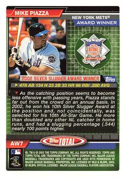 2003 Topps Total - Award Winners #AW7 Mike Piazza Back