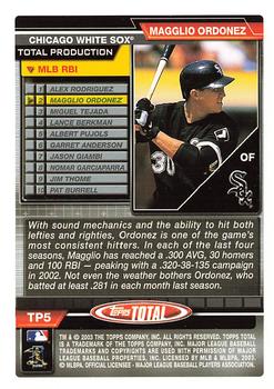 2003 Topps Total - Total Production #TP5 Magglio Ordonez Back
