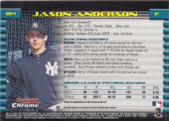 2002 Bowman Draft Picks & Prospects - Chrome #BDP4 Jason Anderson Back