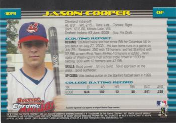 2002 Bowman Draft Picks & Prospects - Chrome #BDP9 Jason Cooper Back